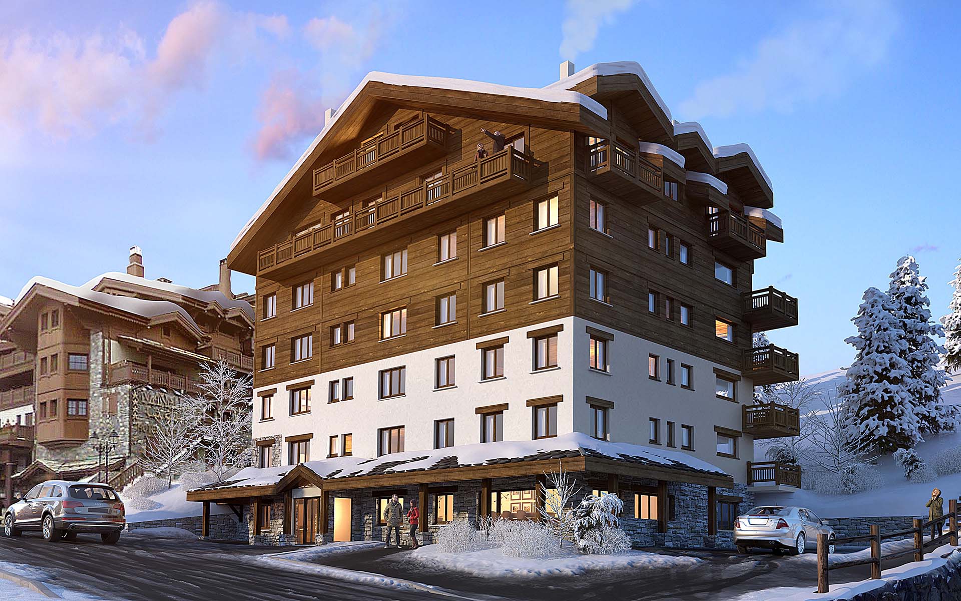 Creative agency producing a 3D perspective : 3D image of a luxurious chalet. 