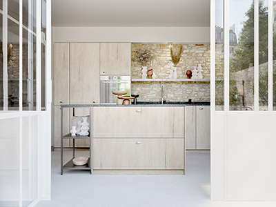 Light wood kitchen made by Valentinstudio, 3D specialist