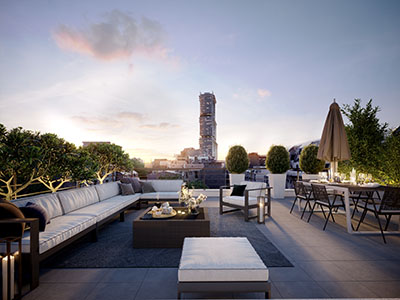 3D image of a rooftop terrace in Clichy