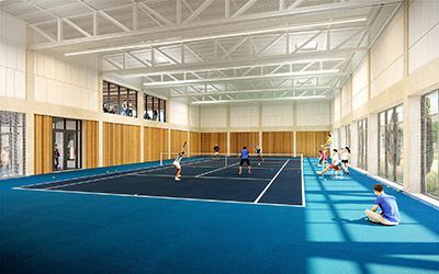 3D representation of an indoor tennis court