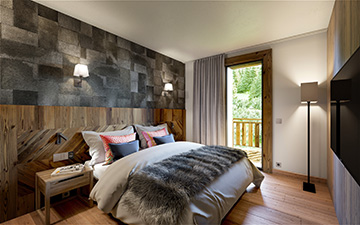3D interior render of a chalet bedroom