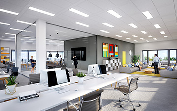 3D visualization of a new modern open space office
