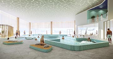Création d'un intérieur de piscine en 3D par un studio de visualisation architecturale