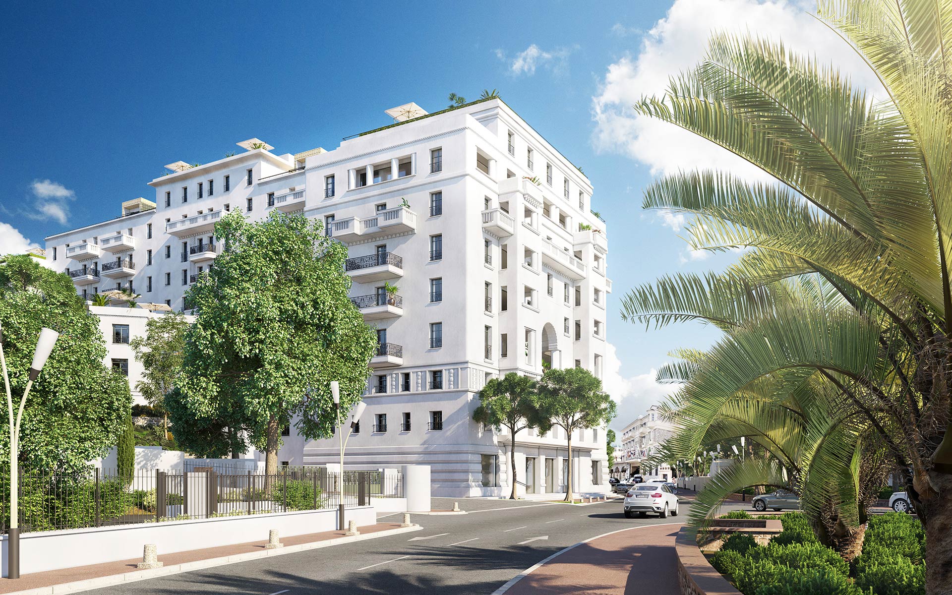 3D Exterior perspective of a hotel in Cannes - Architecture contest
