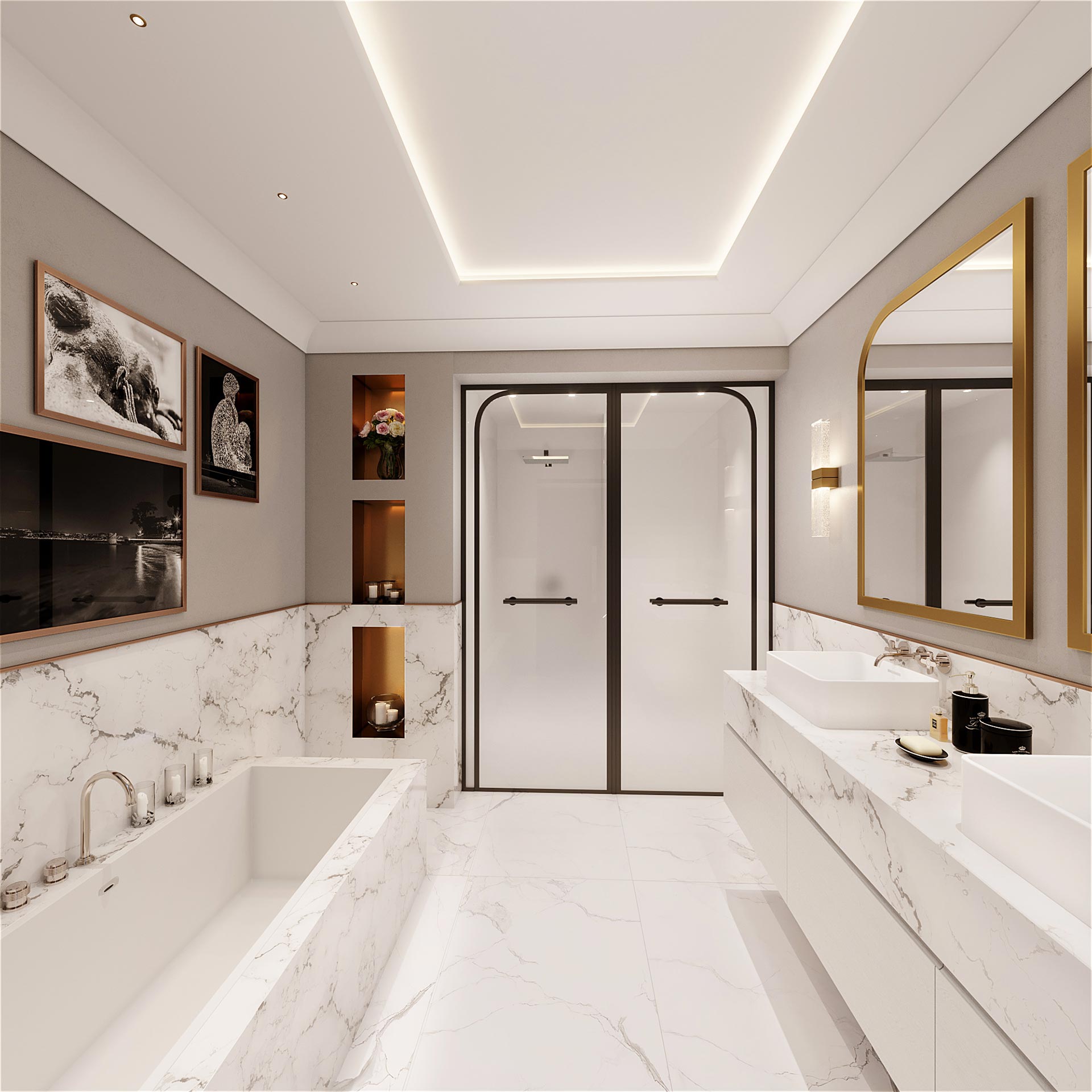 3D Perspective of a bathroom in a villa in Cannes