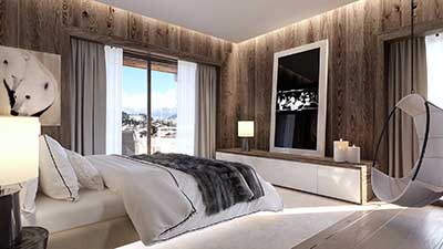 3D Perspective of a luxurious chalet, creation 3D images renderings.