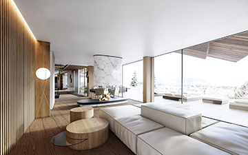 Creation of a 3D visualization representing a luxurious chalet interior
