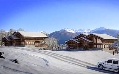 Creation of a 3D perspective of a luxurious chalet for real estate promotion. 